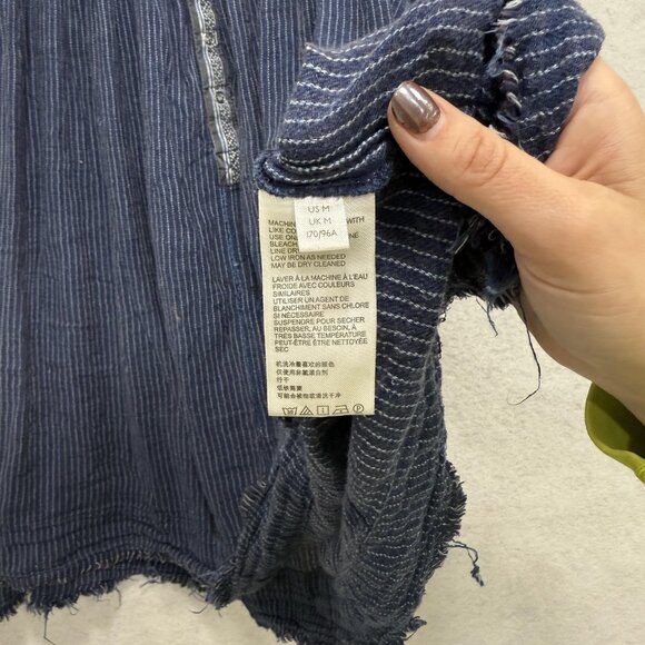 We The Free by Free People Dress Womens Medium Blue Sleeveless Raw Hem Boho - Picture 5 of 9